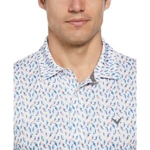 Callaway Opti Dri Golf Polo Shirt Men Large Blue Pink Pattern Performance Top
